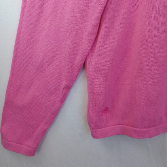 Lilly Pulitzer Cardigan Pink Button Front Classic Embroidered Palm Tree Size Med - Picture 7 of 10